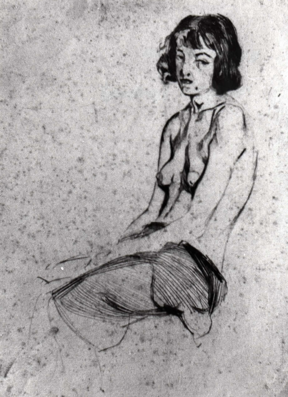 Modella, sd 1920, incisione (tecnica a puntasecca), Napoli, collezione Architetto Franco